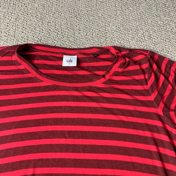 Cabi Womens Tee Shirt Size Small Red Striped Short Sleeves Sweet Talk 3631 - Picture 3 of 12